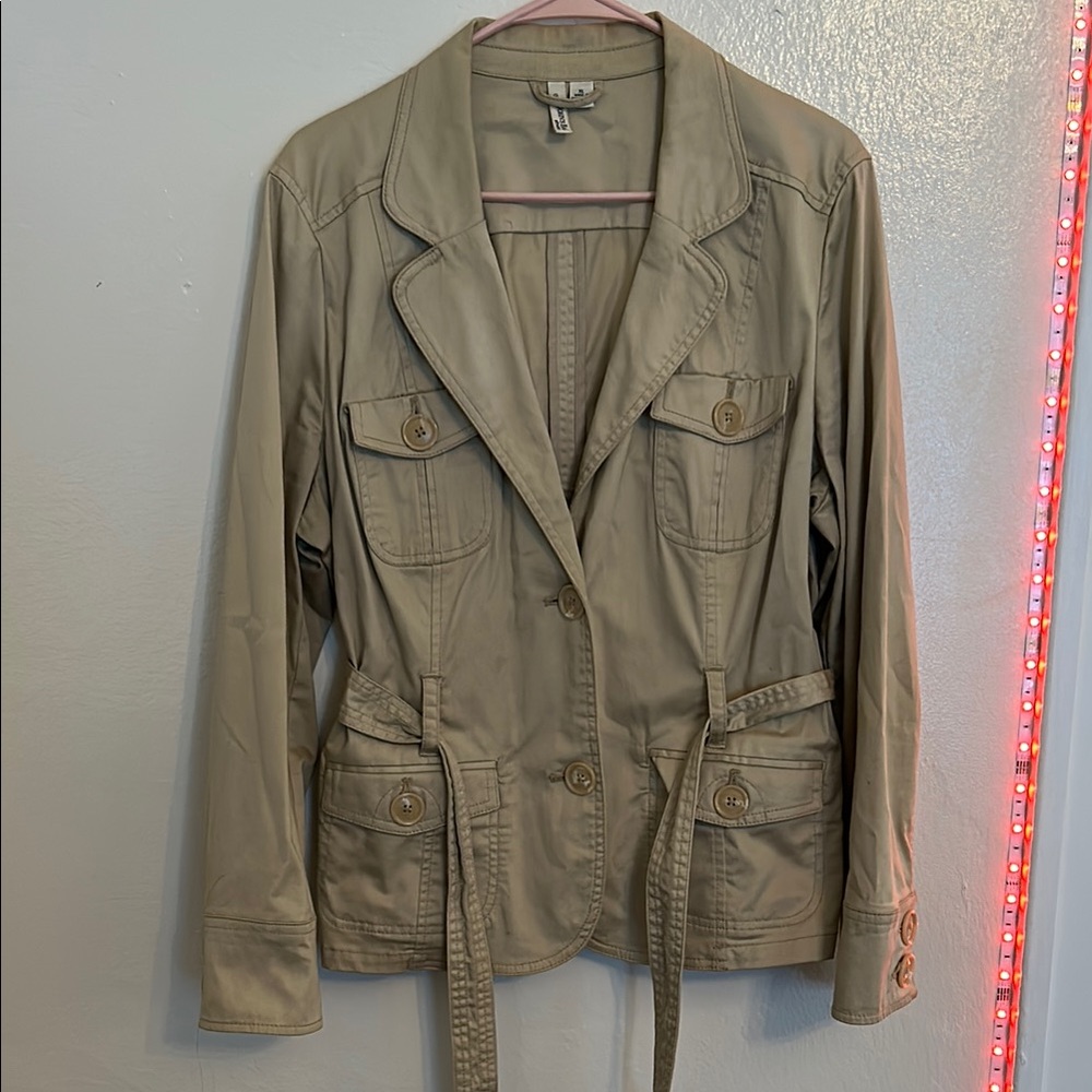 St. John's Bay Tan Utility Jacket with Belted Waist